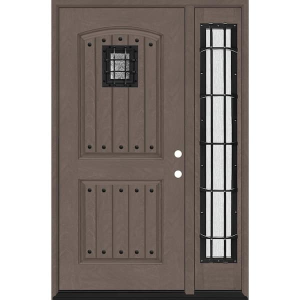 Steves & Sons Regency 51 in. x 80 in. 2Panel Plank Cavalier Speakeasy LHIS Ashwood Fiberglass Prehung Front Door w/Cavalier 12in.SL