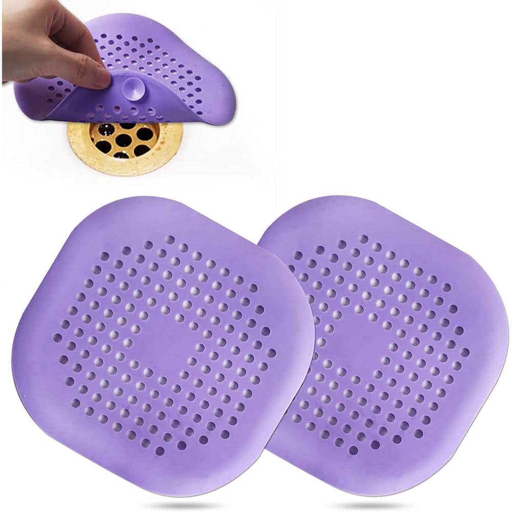 Square drain cover for shower, silicone hair plug with suction cup, suitabl