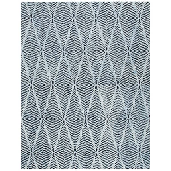 Micro-Loop 8 ft. x 10 ft. Light Blue/Charcoal Diamond Chevron Area Rug