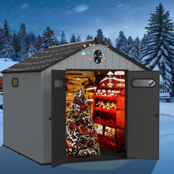 8 ft. x 10 ft. Plastic Storage Shed for Backyard Garden Big Spire Tool Storage Coverage Area 77.69 sq ft