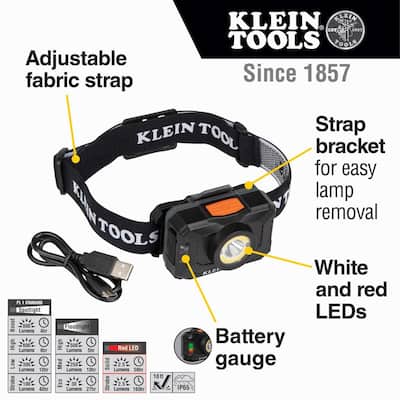 Rechargeable 2-Color LED Headlamp with Fabric Strap