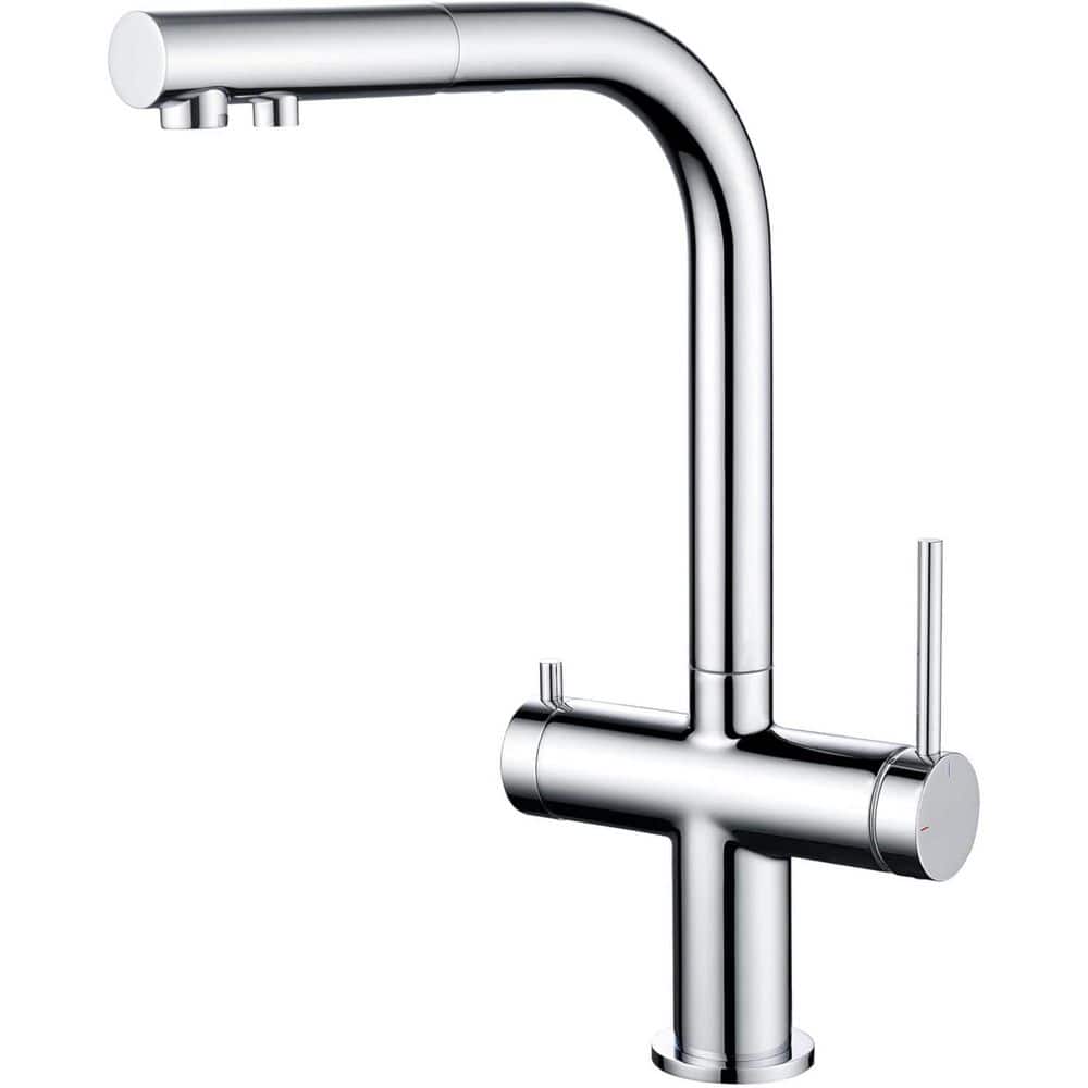 14 in. H Circular 2-in-1 Water Filter Pull Out Sprayer Kitchen Faucet with 