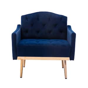 31 in. Wide Blue 2-Seat Square Arm Velvet Mid-Century Modern Straight Sofa
