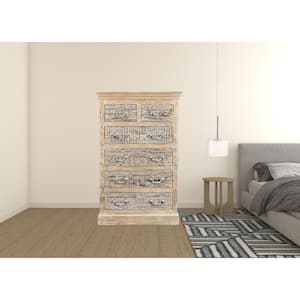 35 in. White Solid Wood 6-Chest of Drawers