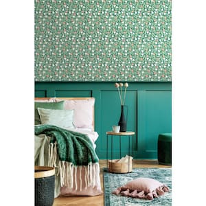 Aino Green Tiny Tulip Floral Non-Woven Paper Wallpaper