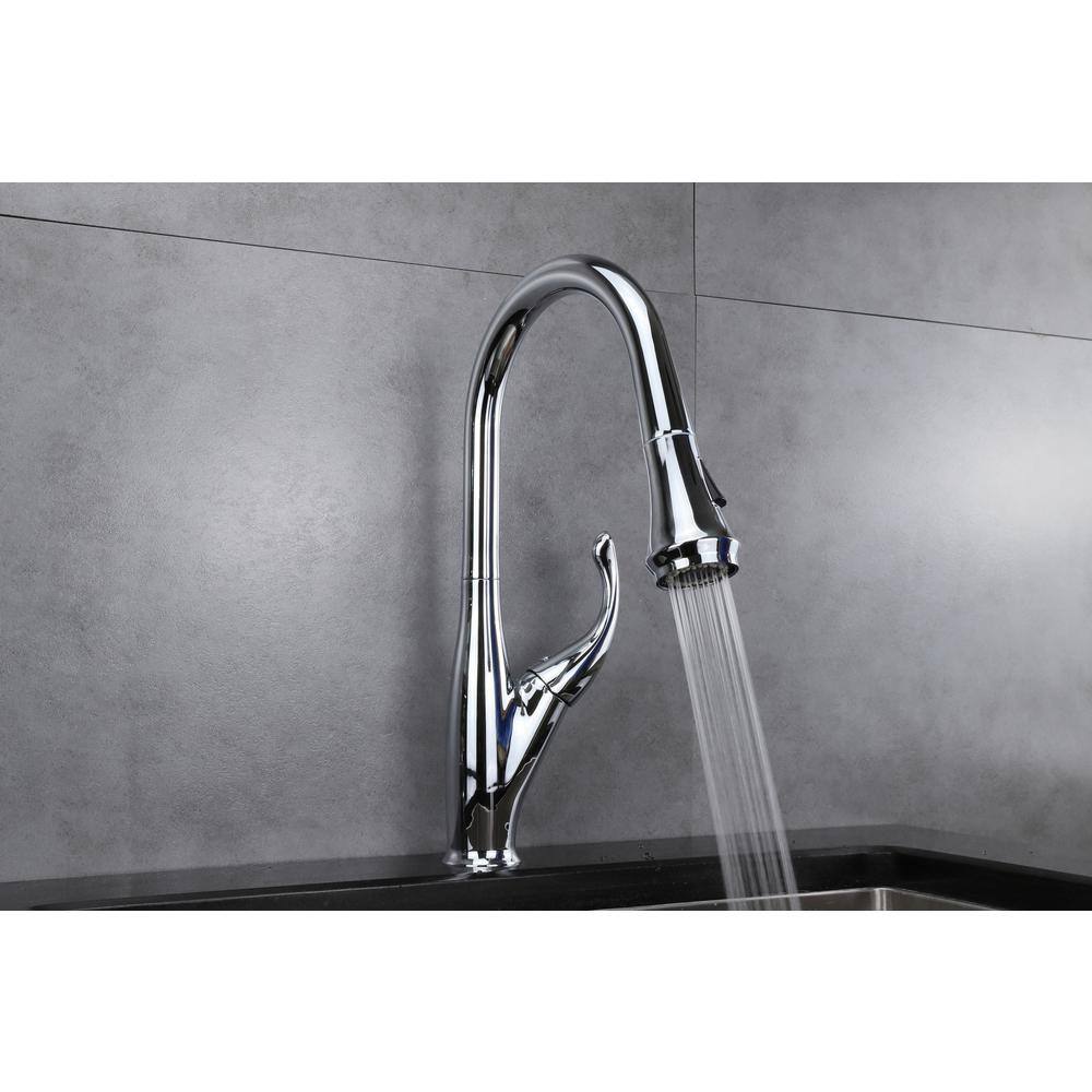 Garbatella Chrome Brass Single-Handle Pull-Down Spray Kitchen Faucet
