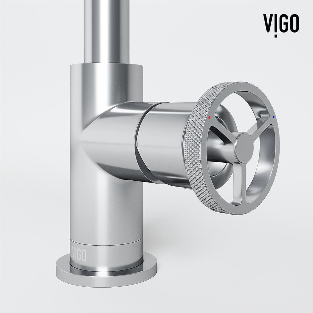 Cass Aerodynamic Wheel Handle Chrome Bathroom Faucet