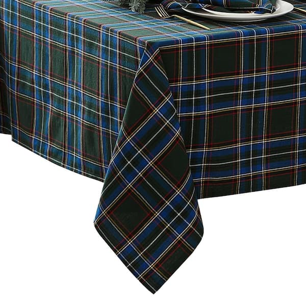 Stowe Tartan Holiday Plaid Rectangle Tablecloth, Green - 60"W x 120"L