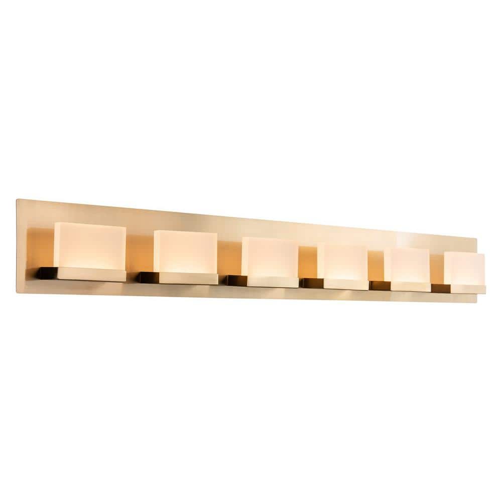 Kira Home Everett Cool Brass Modern Bathroom Light with Frosted Shade ...