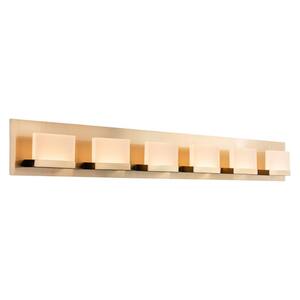 Everett Cool Brass Modern Bathroom Light with Frosted Shade
