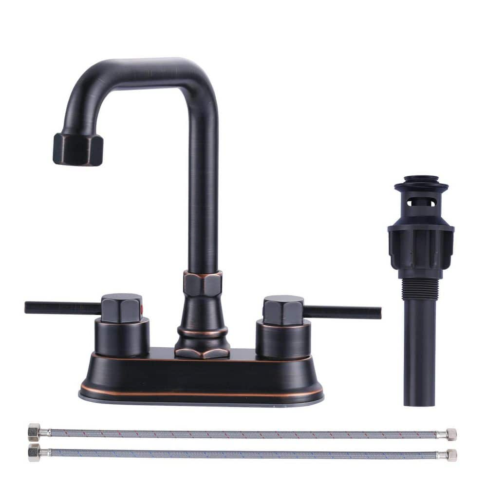 4 in. Centerset Dual Handle Bathroom Faucet with Drain and Swivel Spout in Oil Rubbed Bronze price history on PriceWatchPro