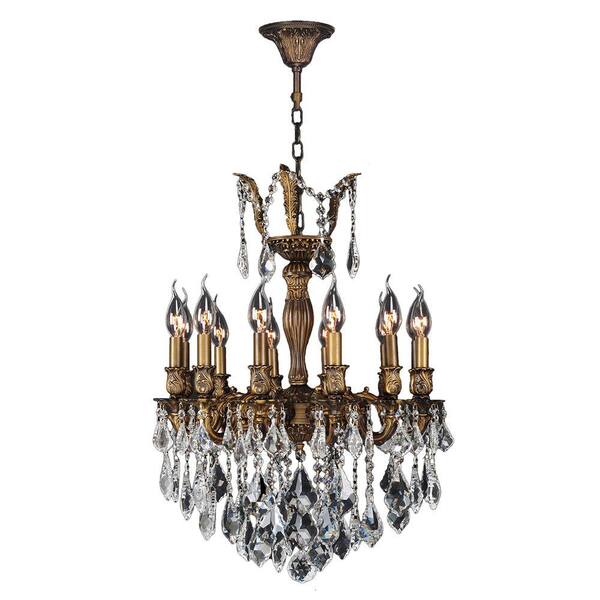 Worldwide Lighting Versailles Collection 12-Light Antique Bronze Clear Crystal Chandelier