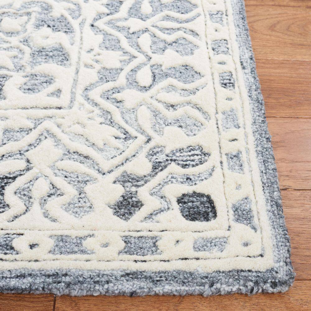 Gray and Ivory Hand-Tufted Wool Runner Rug