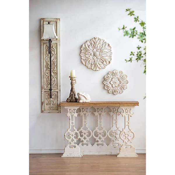 A & B Home 21.7 in. Magnesia White/Gold Candle Holder