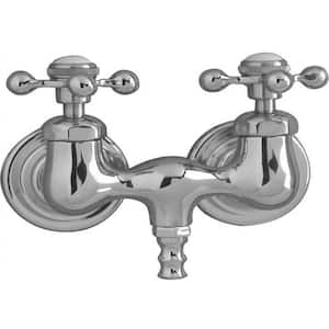 2-Handle Claw Foot Tub Faucet without Hand Shower with Old Style Spigot in Polished Chrome