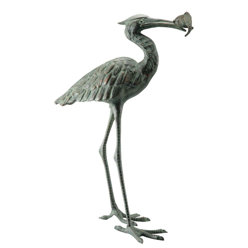 Garden Single Crane Eating Fish Garden Statue