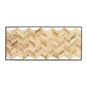 52 in. x  23 in. Teak Wood Brown Handmade Chevron Panels Geometric Wall Decor with Distressing