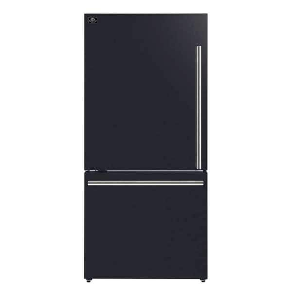 Forno Milano 31 in. Black Bottom Freezer Refrigerator with Ice
