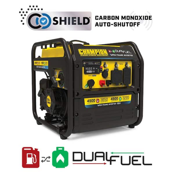 4500/3650-Watt Electric Switch Gasoline/Propane Open Frame Inverter Portable Generator w/ Quiet Technology and CO Shield