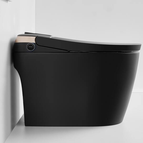 LORDEAR 1-Piece Smart Bidet Toilet with Digital Display in Matte Black