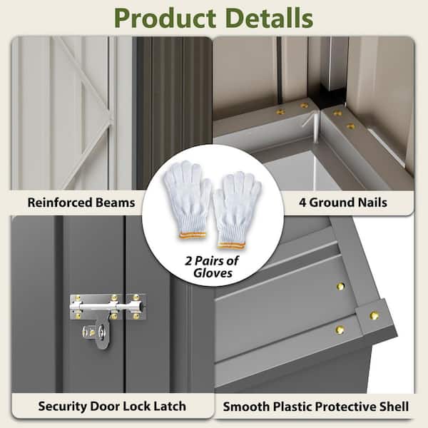 Thanaddo 4 ft. W x 7 ft. D Outdoor Dark Gray Metal Storage Lean-To