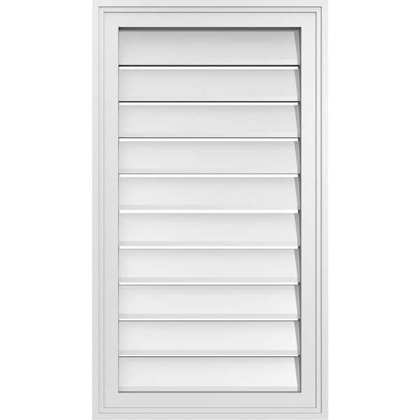 Ekena Millwork 18" x 32" Vertical Surface Mount PVC Gable Vent: Functional with Brickmould Frame