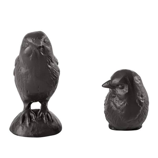 DANYA B Brown Cast Iron Set of 2-Bird Sculptures - Tabletop Desk
