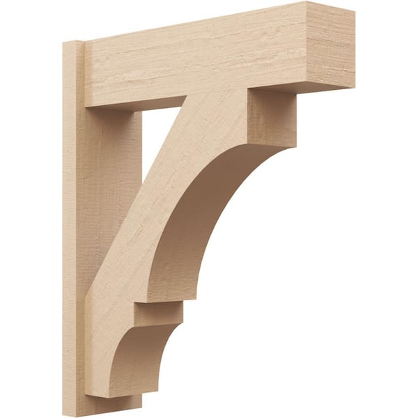 Ekena Millwork 8 in. x 34 in. x 28 in. Balboa Block Rough Cedar Woodgrain Timberthane Polyurethane Outlooker, Primed Tan
