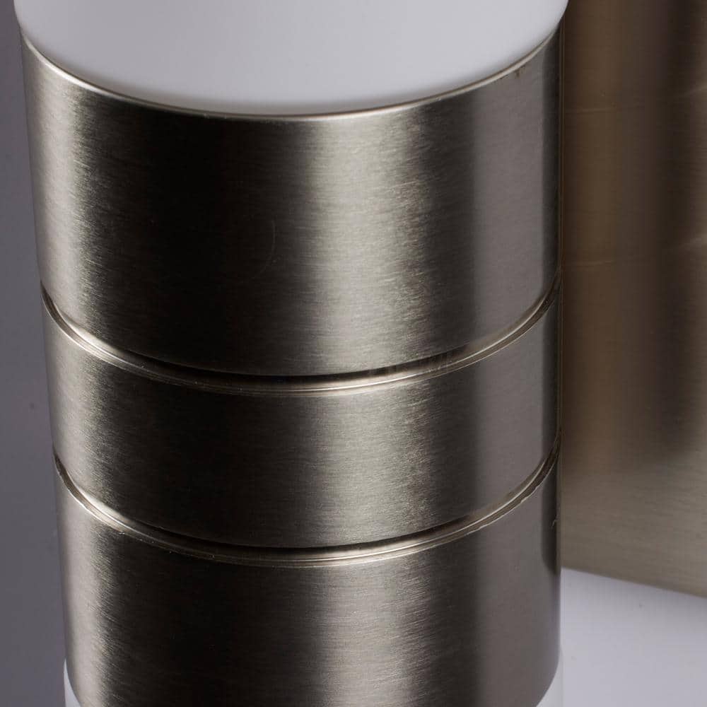 Brushed Nickel 21" Cylinder Wall Sconce with White Glass