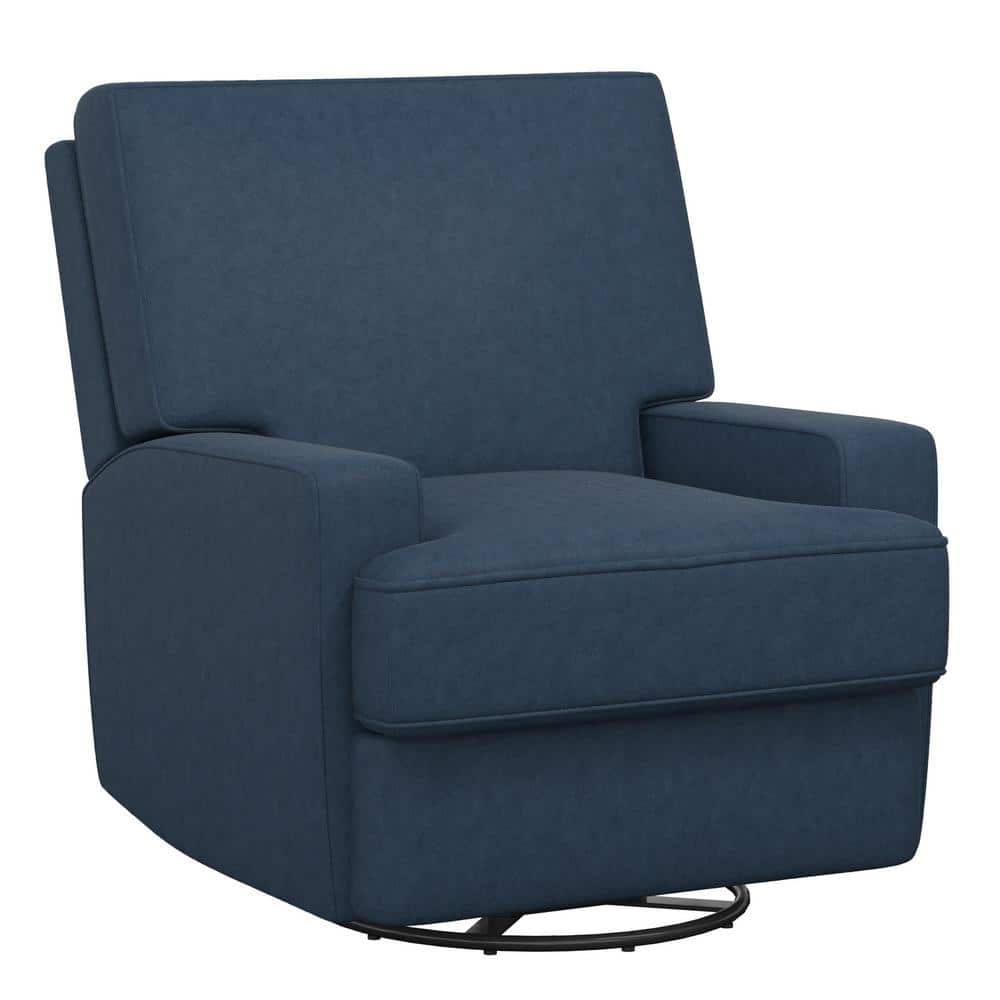 Dorel Living Raymond Dark Blue Coil-Seating Swivel Glider Recliner Chair, Dark Blue Fabric -  DE68804