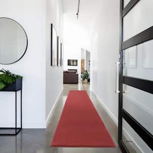 Essentials 2 ft. x 16 ft. Brick Red Solid Contemporary Kitchen Runner Indoor/Outdoor Area Rug