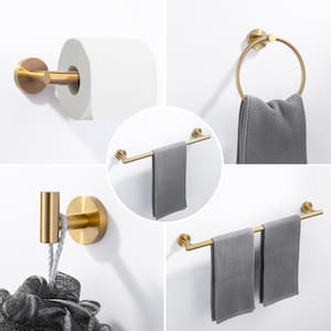 6-Piece Wall Mounted Bathroom Hardware Set in Gold