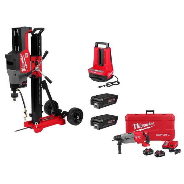 MX FUEL Lithium-Ion Core Drill Rig Kit with (2) FORGE HD12. 0 Batteries, MX Super Charger, Stand, & Rotary Hammer Kit