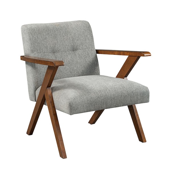 JAYDEN CREATION Luzia Grey ArmChair with Tufted Back