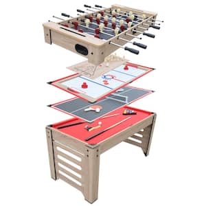 54 in. Madison 6-in-1 Multi-Game Table with Foosball, Glide Hockey, Table Tennis, Billiards Backgammon and Chess