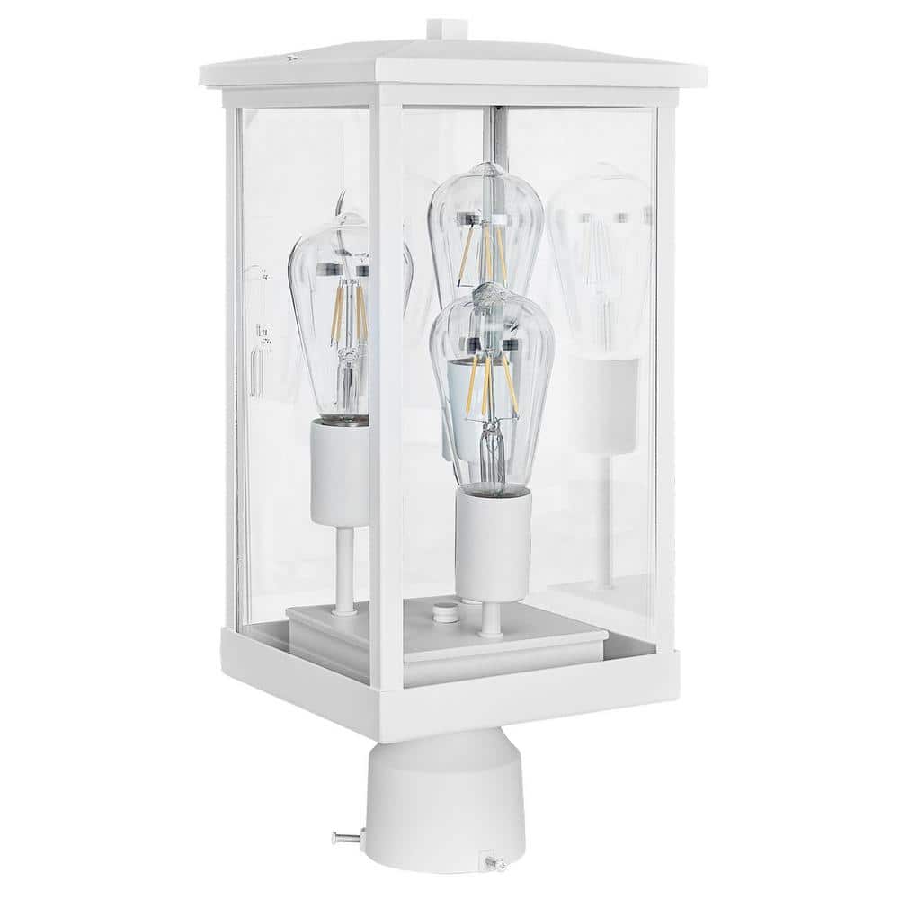 Mayfield 1 White Aluminum Post Top Light Hardwired Outdoor Waterproof Post 