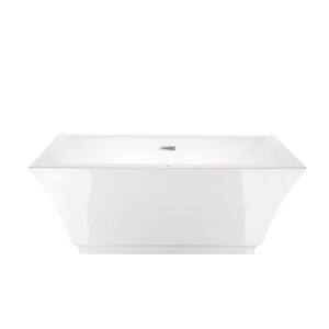 59 in. L X 30 in. W Acrylic Freestanding Flatbottom Air Bubble Bathtub in White/Polished Chrome