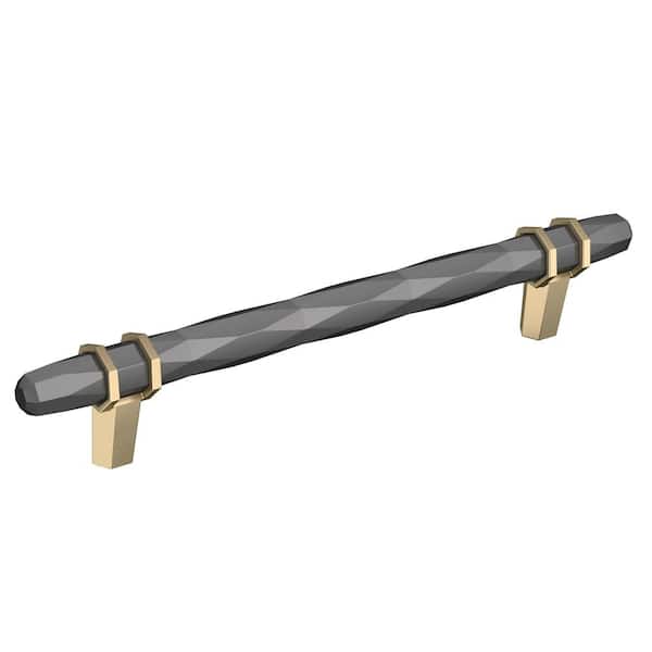 London 6-5/16 in. (160mm) Modern Black Chrome/Golden Champagne Bar Cabinet Pull