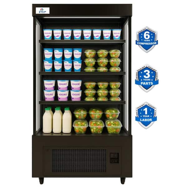 40 in. W 15 cu. ft. NSF Commercial Air Curtain Open Case Merchandiser Cooler Refrigerator in Black