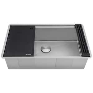 Roma Hex 33 In Undermount Single Bowl 16 Gauge Stainless Steel Kitchen Sink with Hex Bottom
