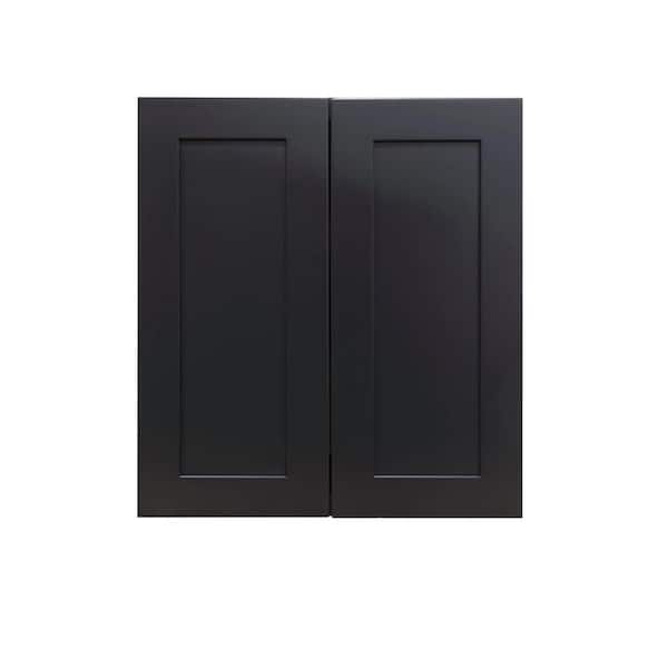 Shaker Assembled 24 in. x 36 in. x 12 in. Wall Cabinet with 2 Doors in Charcoal Black