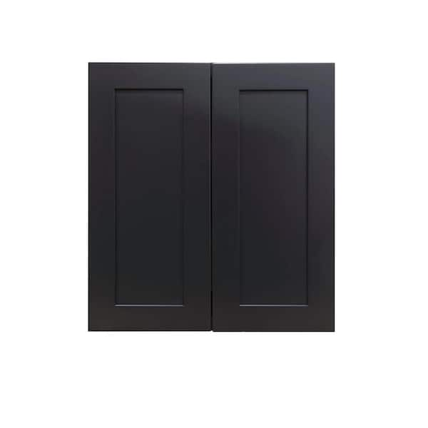 Shaker Assembled 30 in. x 42 in. x 12 in. Wall Cabinet with 2 Doors in Charcoal Black