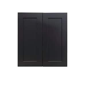 Shaker Assembled 33 in. x 30 in. x 12 in. Wall Cabinet with 2 Doors in Charcoal Black