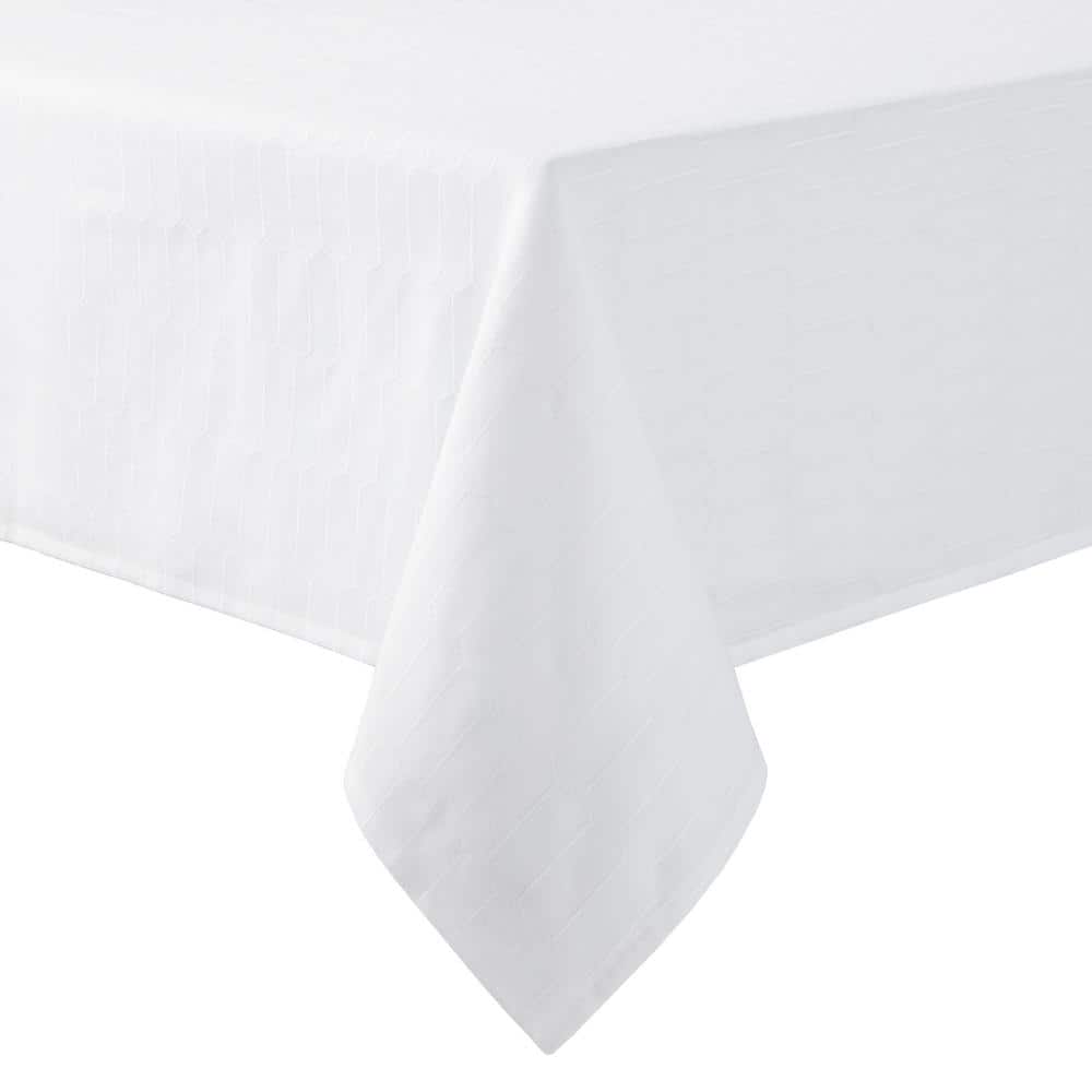 White Cotton Blend Rectangular Tablecloth, 60"x84"