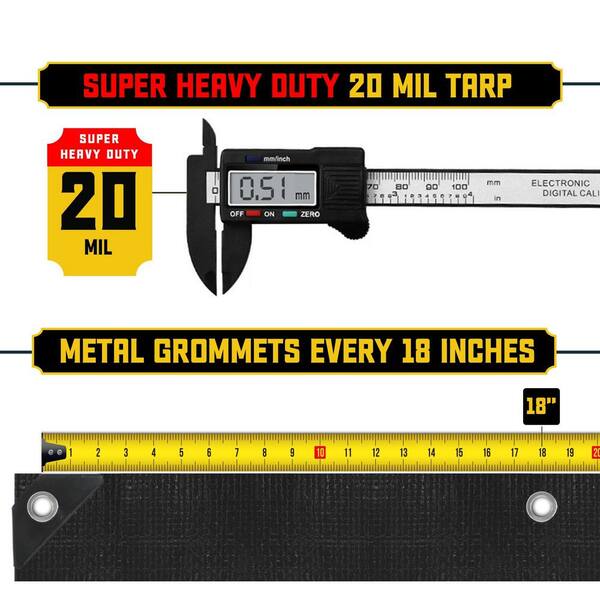 CORE TARPS 20 ft. x 20 ft. Black 20 Mil Heavy Duty