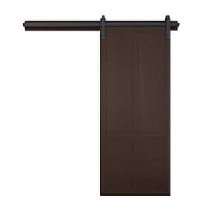 30 in. x 84 in. The Robinhood Sable Wood Sliding Barn Door with Hardware Kit in Black