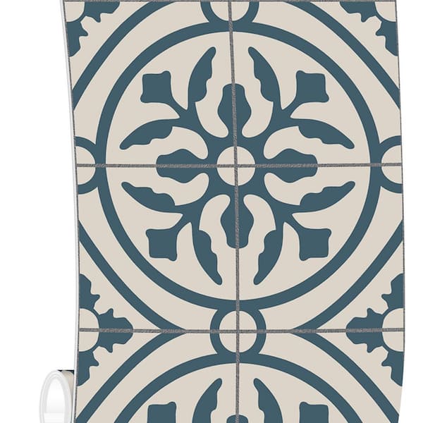 24 in. x 120 in. Vinyl Peel and Stick Backsplash, Wall Tile for Kitchen and Bathroom, Blue (20 sq. ft. / Roll)