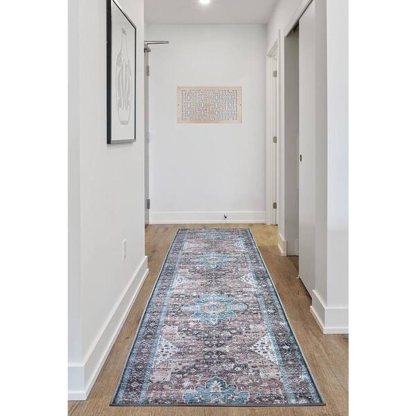 Custom Image Series Oriental Kerman Medallion Taupe-Multicolo 26 in. W x 504 in. L Stair Runner 91.13 sq. ft.