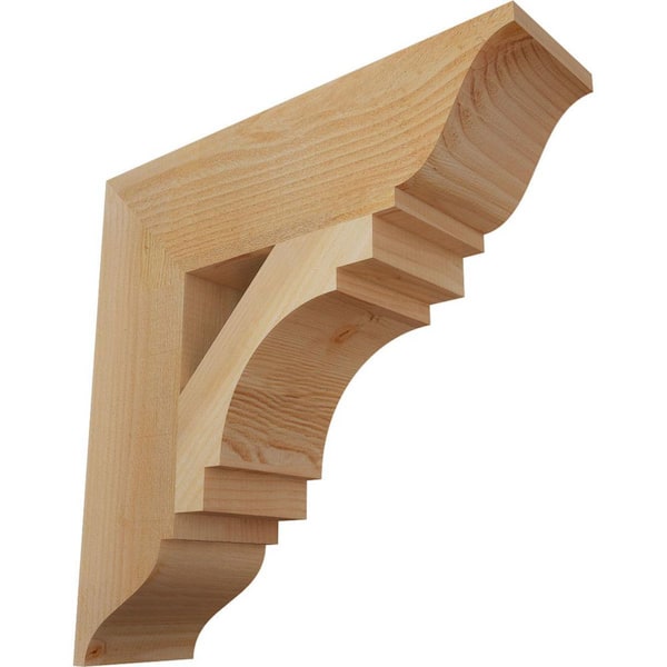 Ekena Millwork 6 in. x 22 in. x 22 in. Douglas Fir Merced Traditional Rough Sawn Bracket