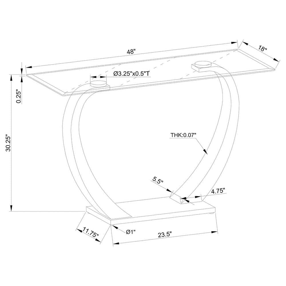 Modern Satin Metal and Glass Sofa Table with Storage